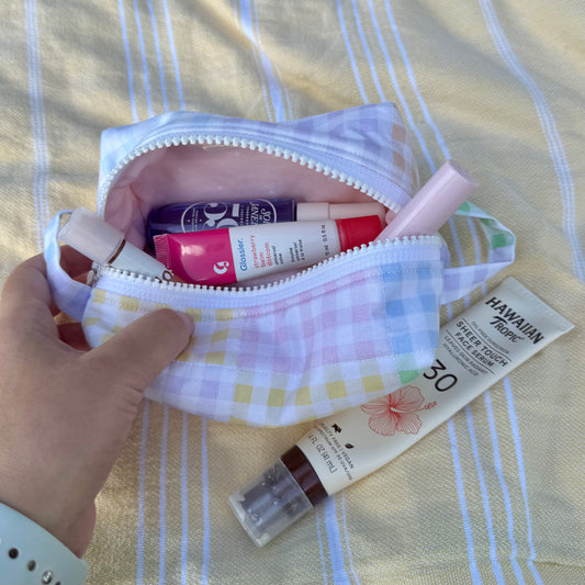 Gingham Colorblock 🩵💛 Mini Carry-All Pouch