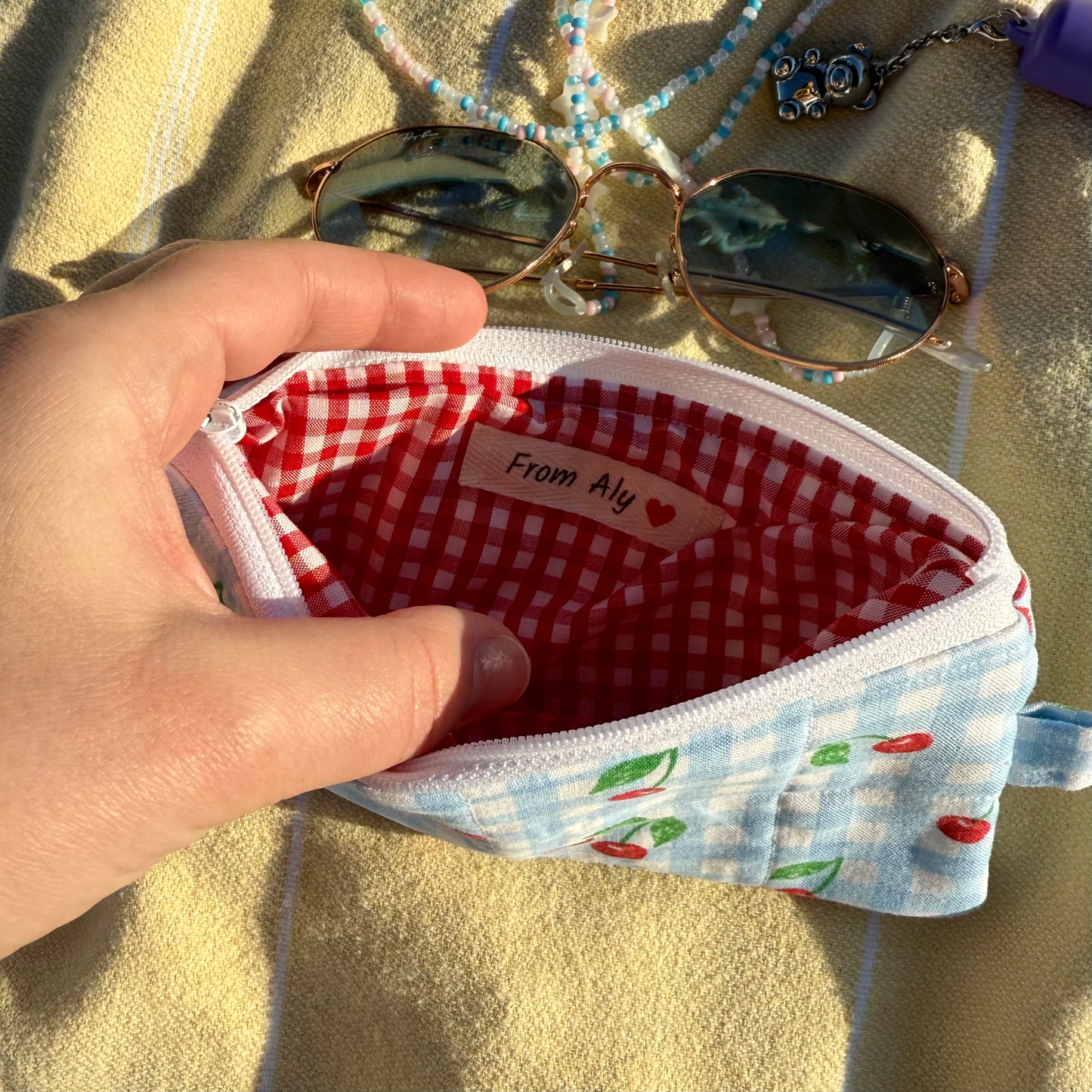 Cherries & Gingham 🍒 Glasses Pouch