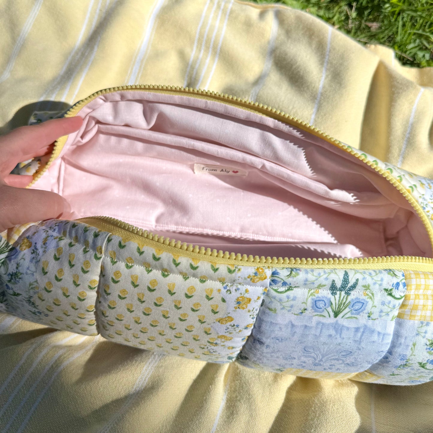 Yellow Faux Patchwork 🍋 Hair Tool Bag
