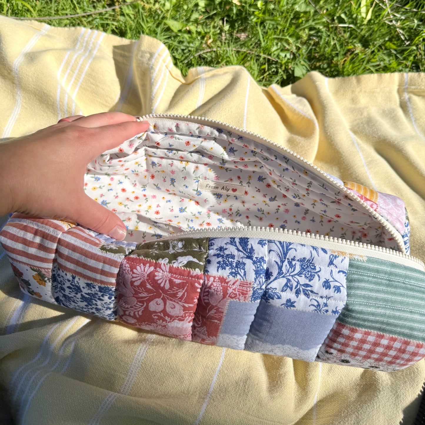 Blue Faux Patchwork 💙 Hair Tool Bag