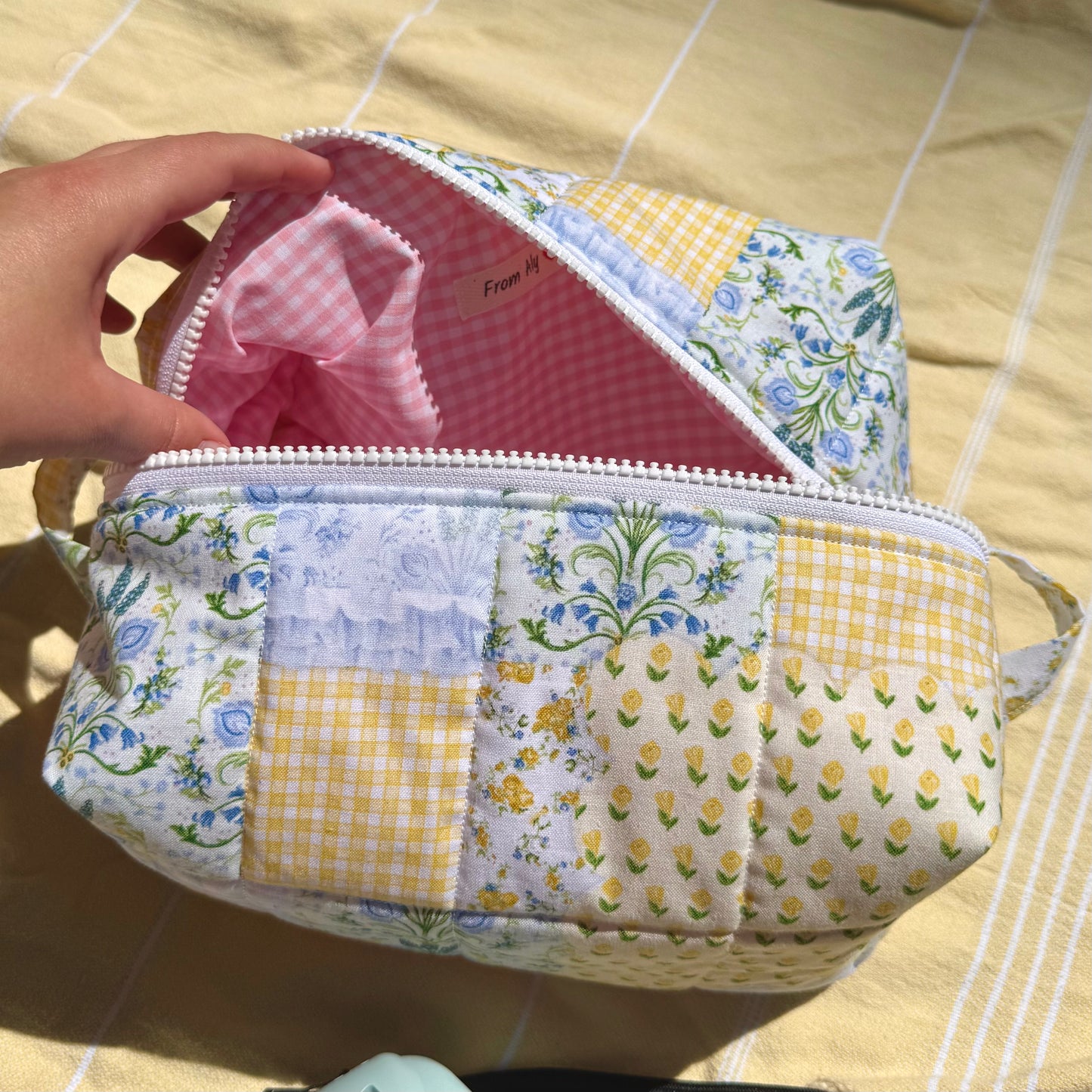 Limoncello π Faux Patchwork HUGE Carry-All Pouch