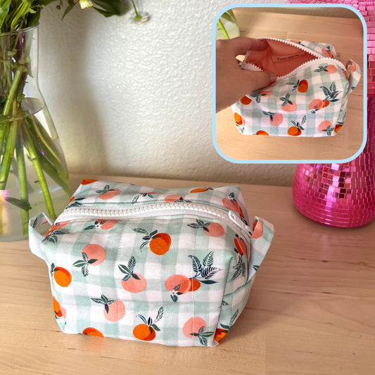 Peaches & Gingham 💚 Mini Carry-All Pouch