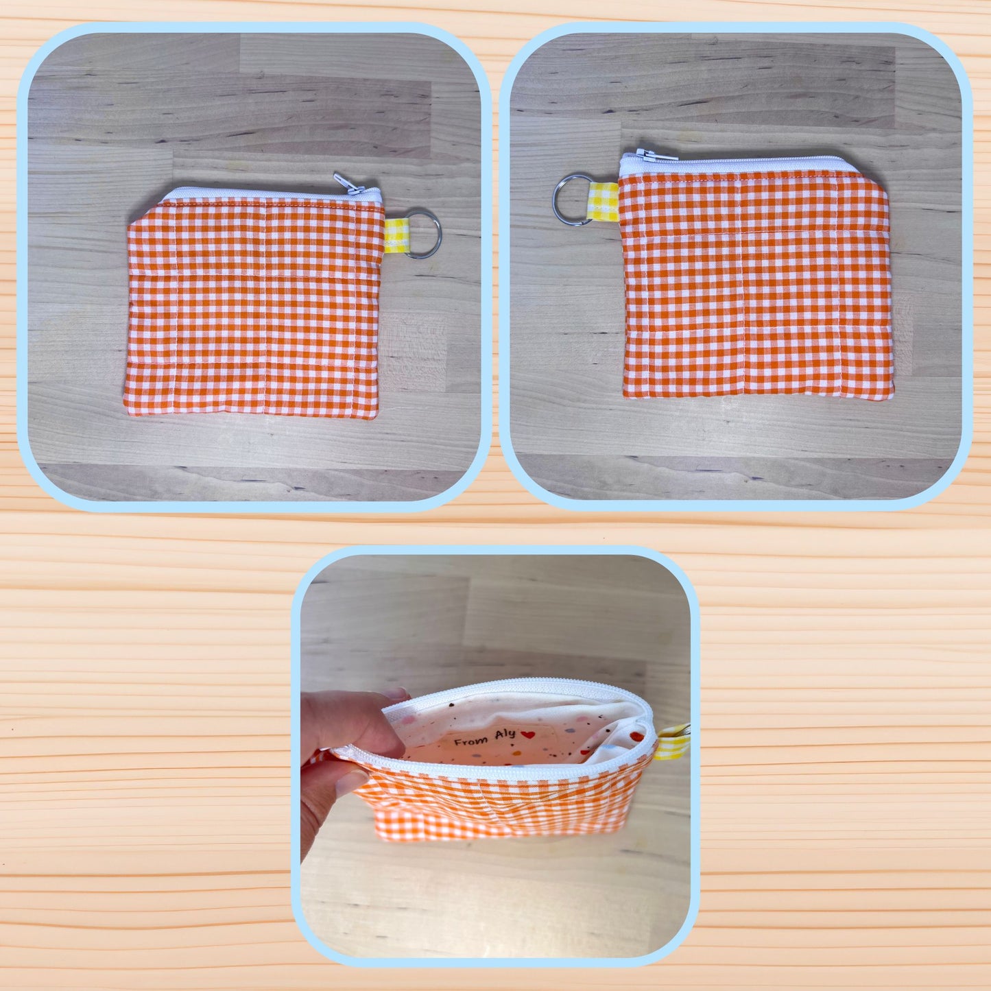 Gingham Colorblock 🟧🟪 Keychain Wallets