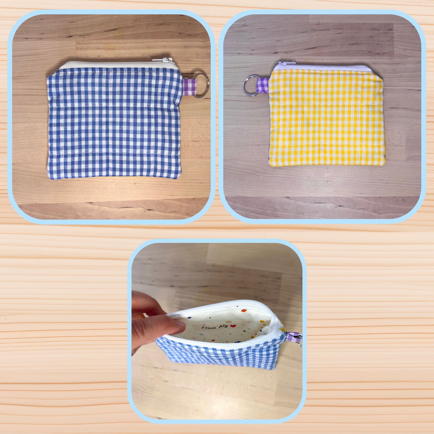 Gingham Colorblock 🟧🟪 Keychain Wallets