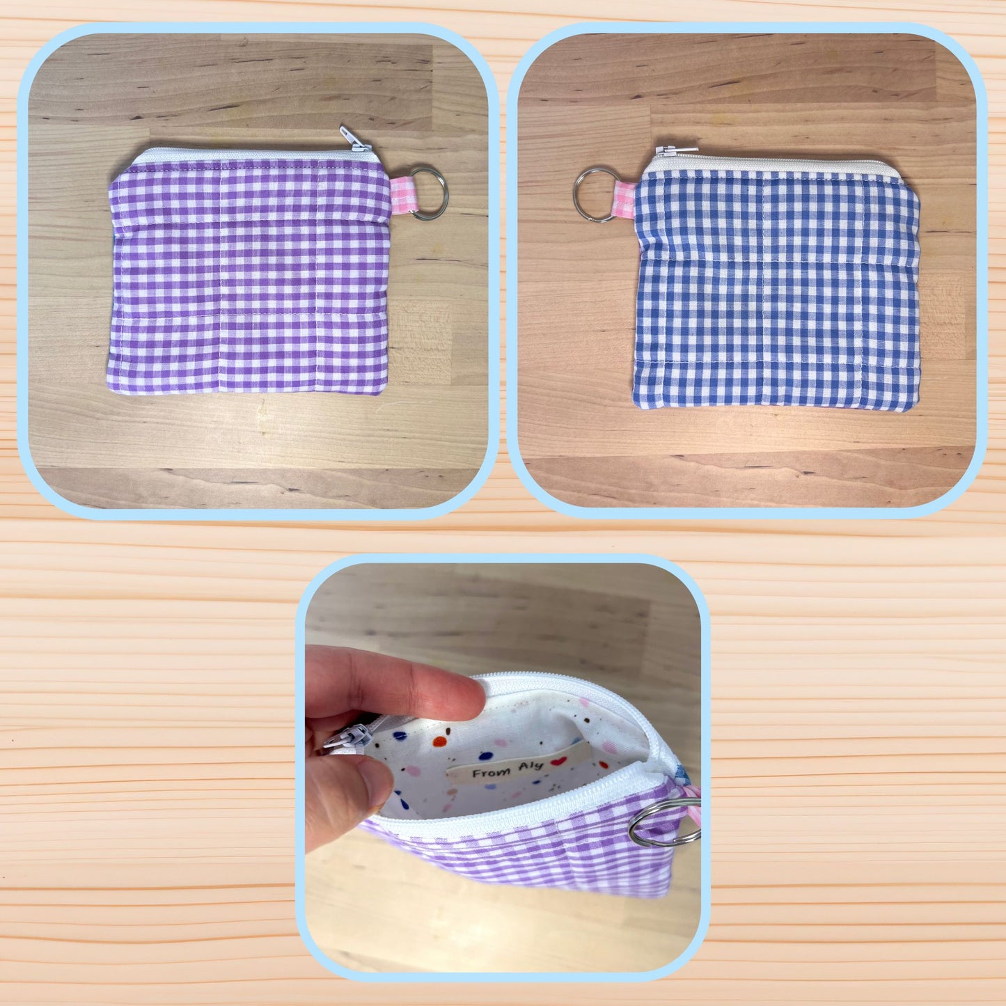 Gingham Colorblock 🟧🟪 Keychain Wallets