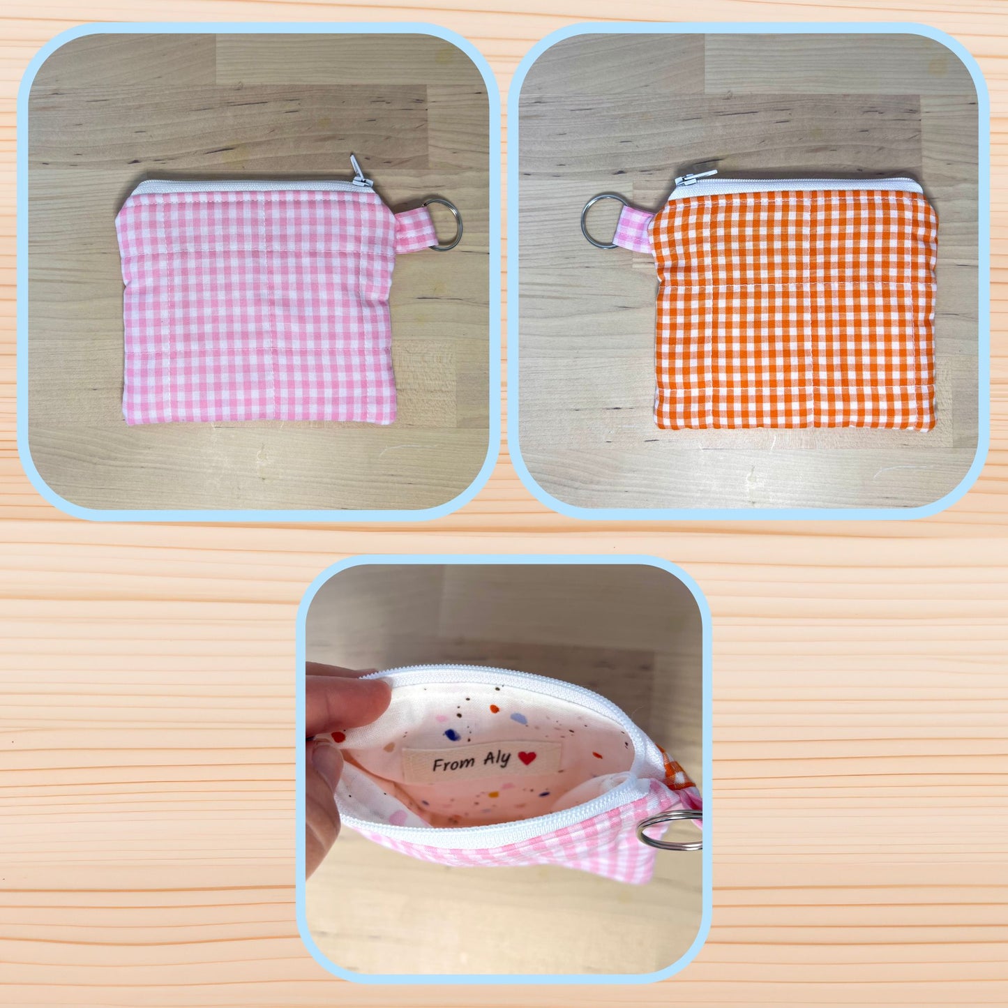 Gingham Colorblock 🟧🟪 Keychain Wallets