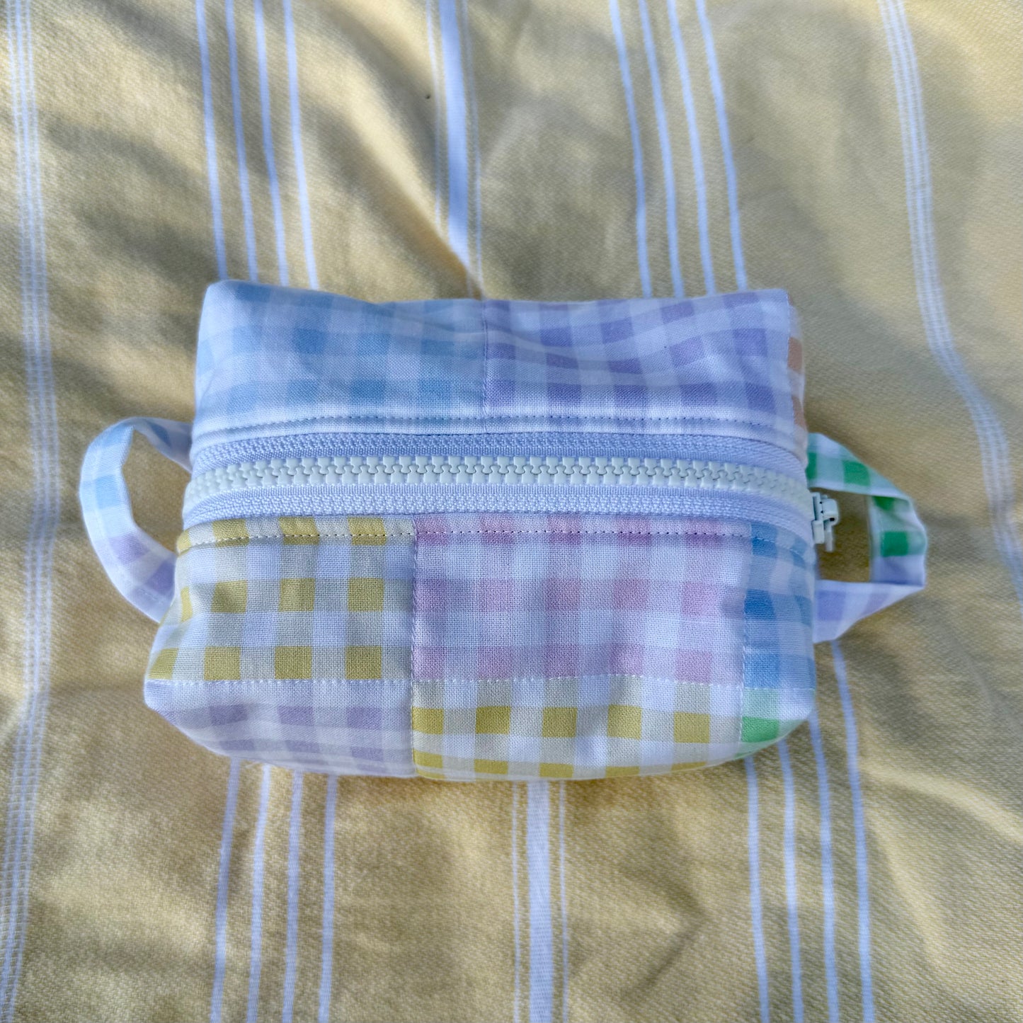 Gingham Colorblock 🩵💛 Mini Carry-All Pouch