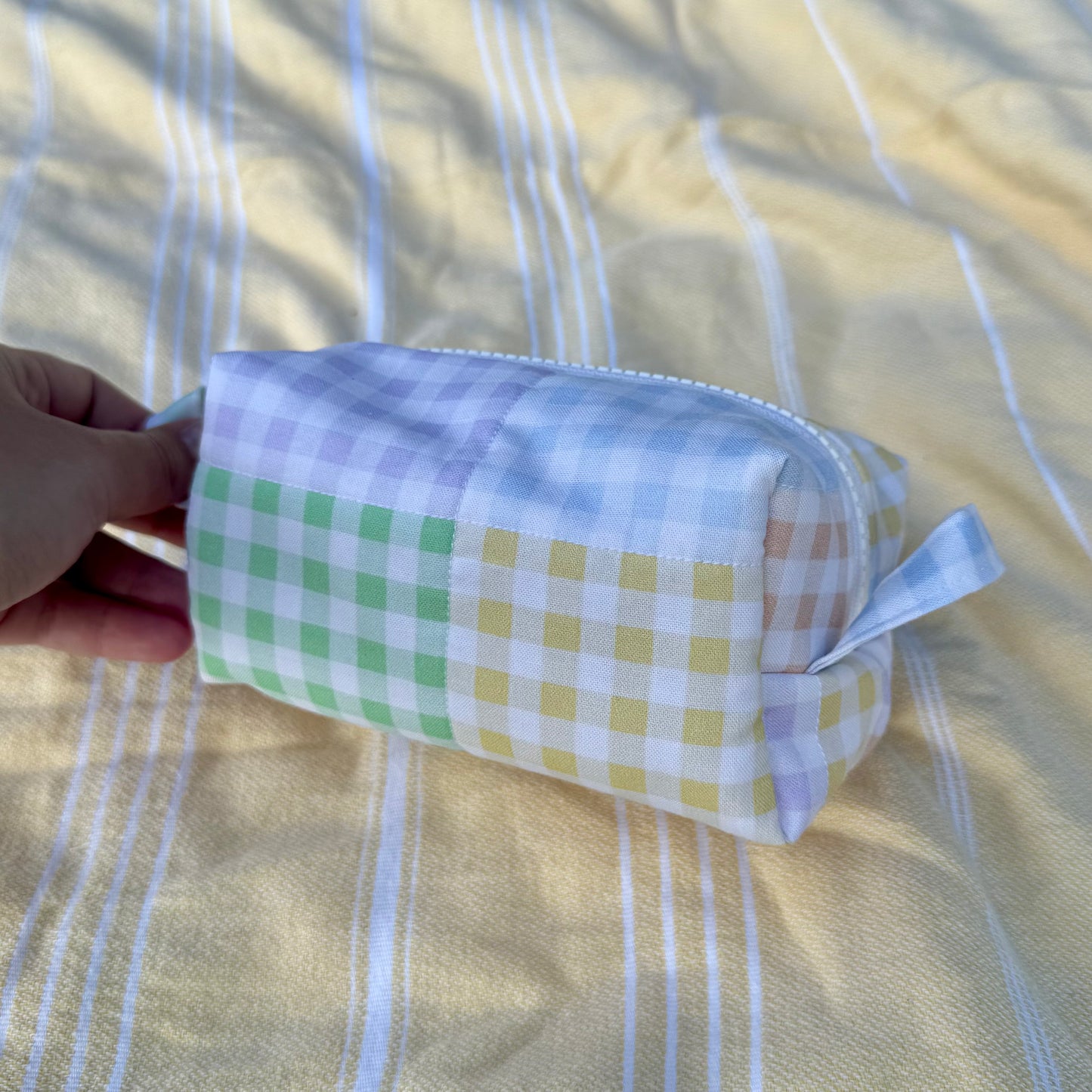 Gingham Colorblock 🩵💛 Mini Carry-All Pouch
