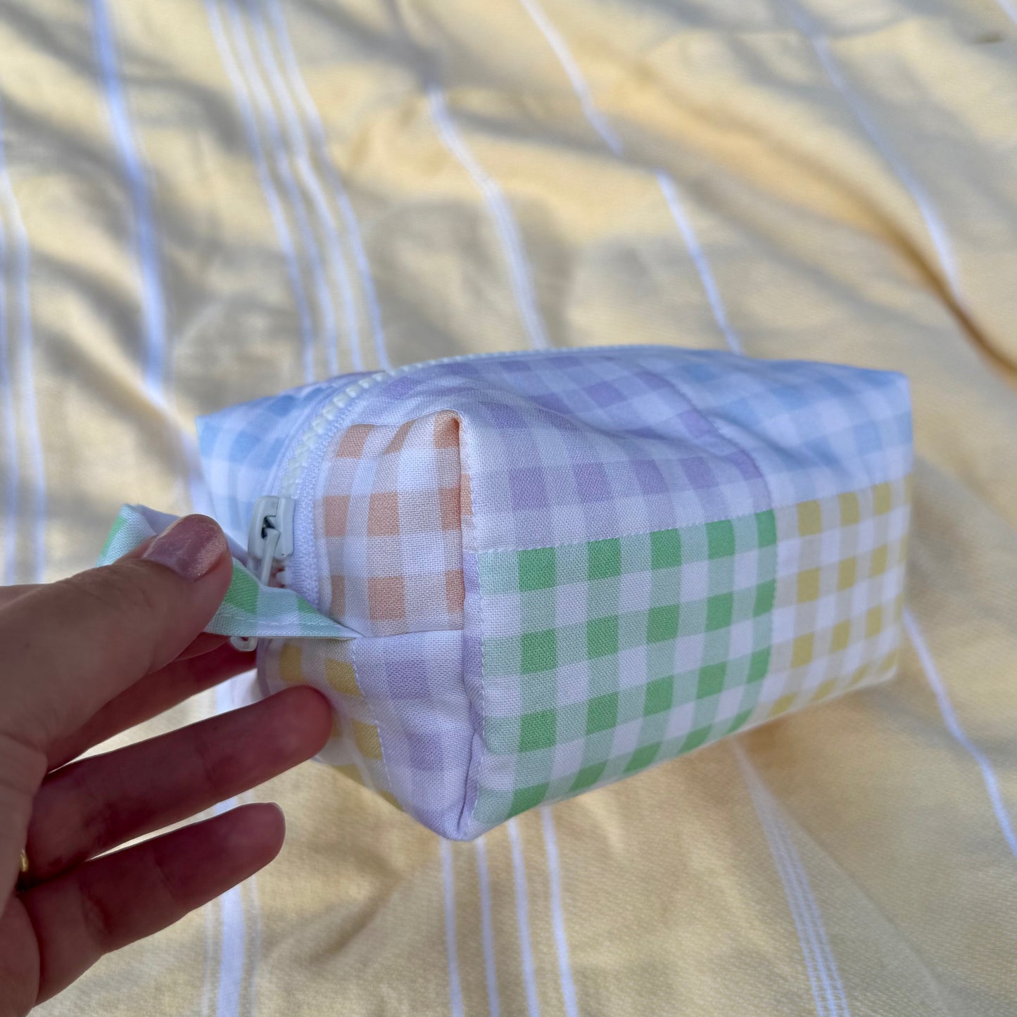 Gingham Colorblock 🩵💛 Mini Carry-All Pouch