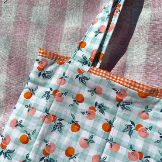 Gingham & Peaches 💚 Tote Bag