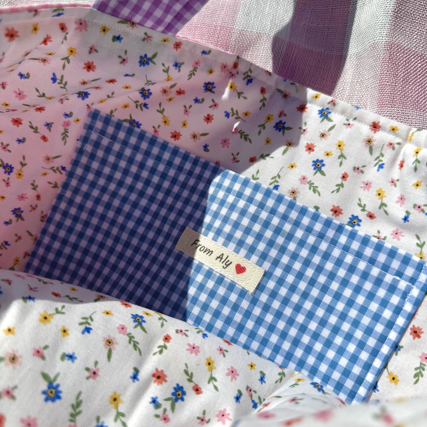 Pink Gingham Colorblock 🩷💙💜 Tote Bag