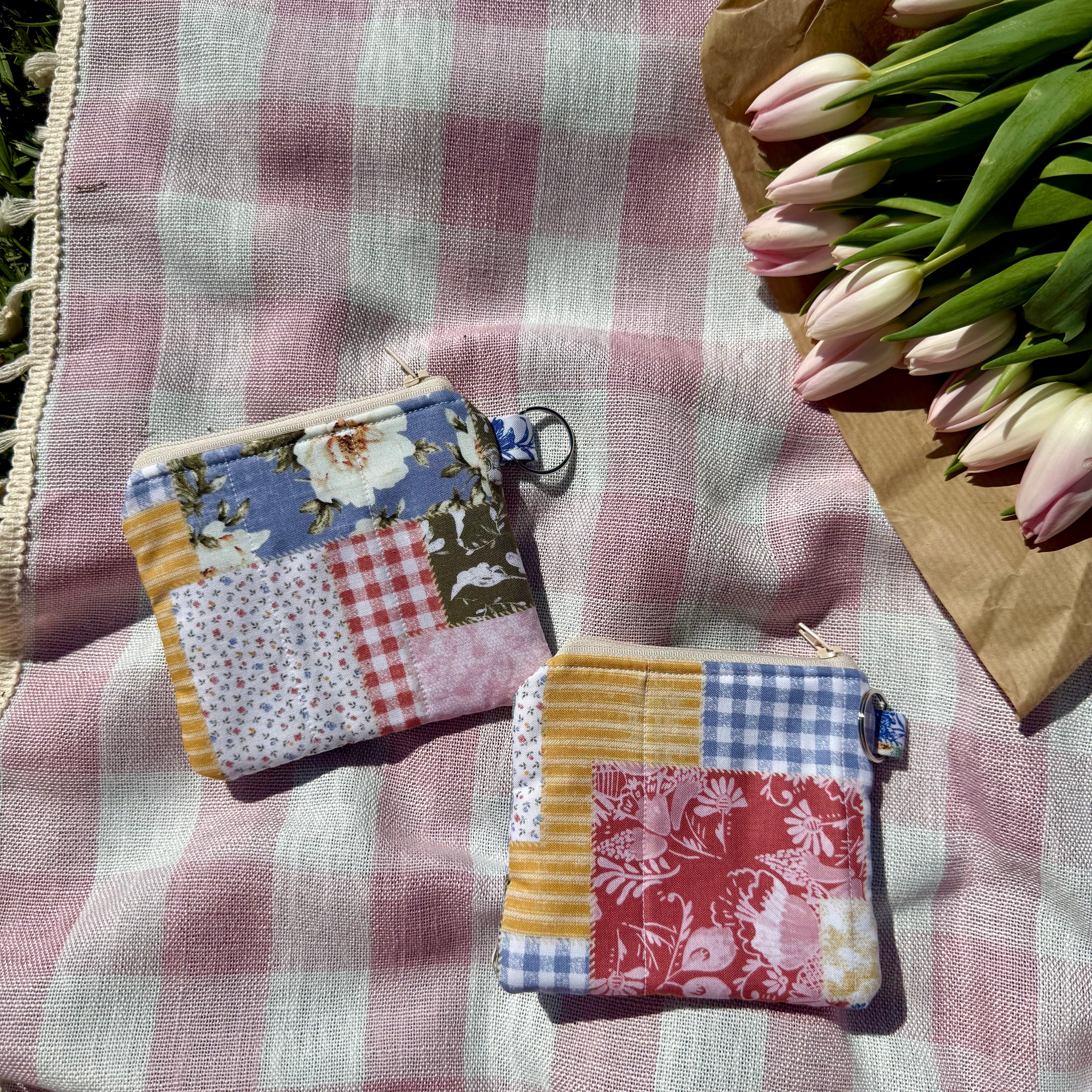 Vintage Blue 💙 Faux Patchwork Quilted Keychain Wallet | Handmade Gifts ...