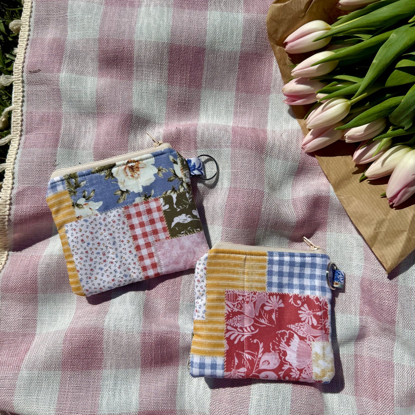 Vintage Blue 💙 Faux Patchwork Keychain Wallet