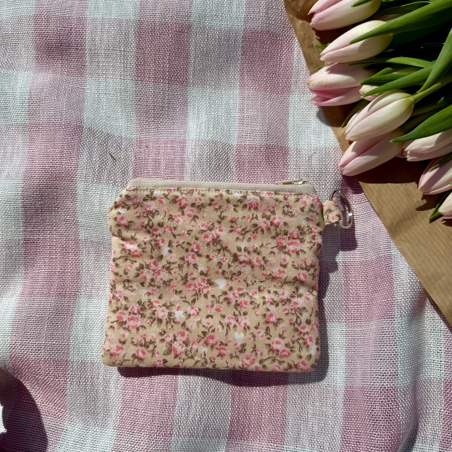 Vintage Beige 💐 Keychain Wallet