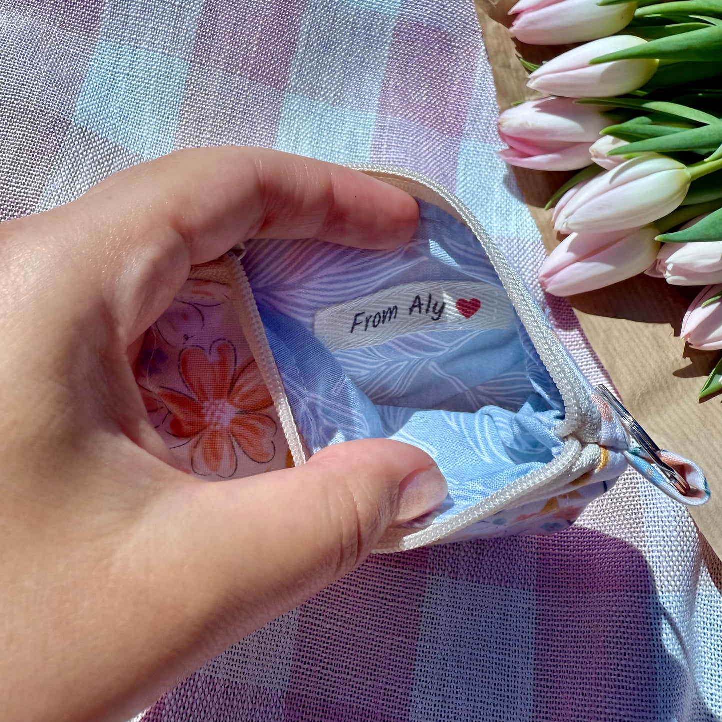 Peachy Floral 🌷 Keychain Wallet