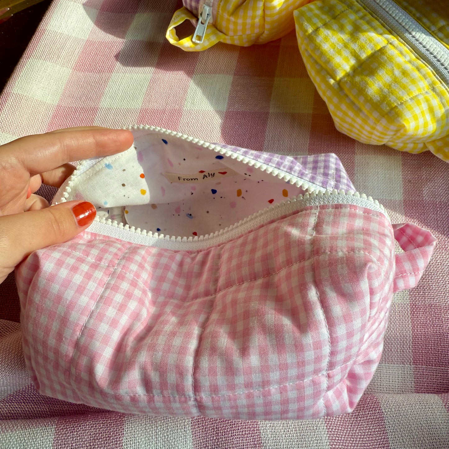 Gingham Colorblock 🩷💜💛 Carry-All Pouches Variety