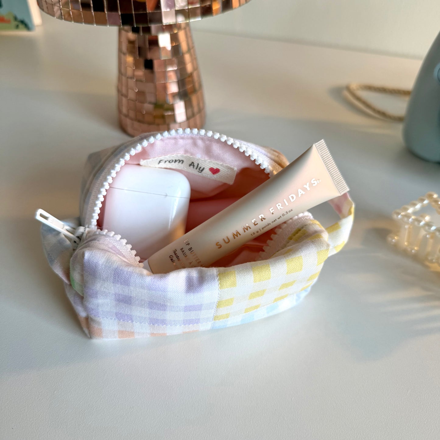 Tiny Carry-All Gingham Pouch