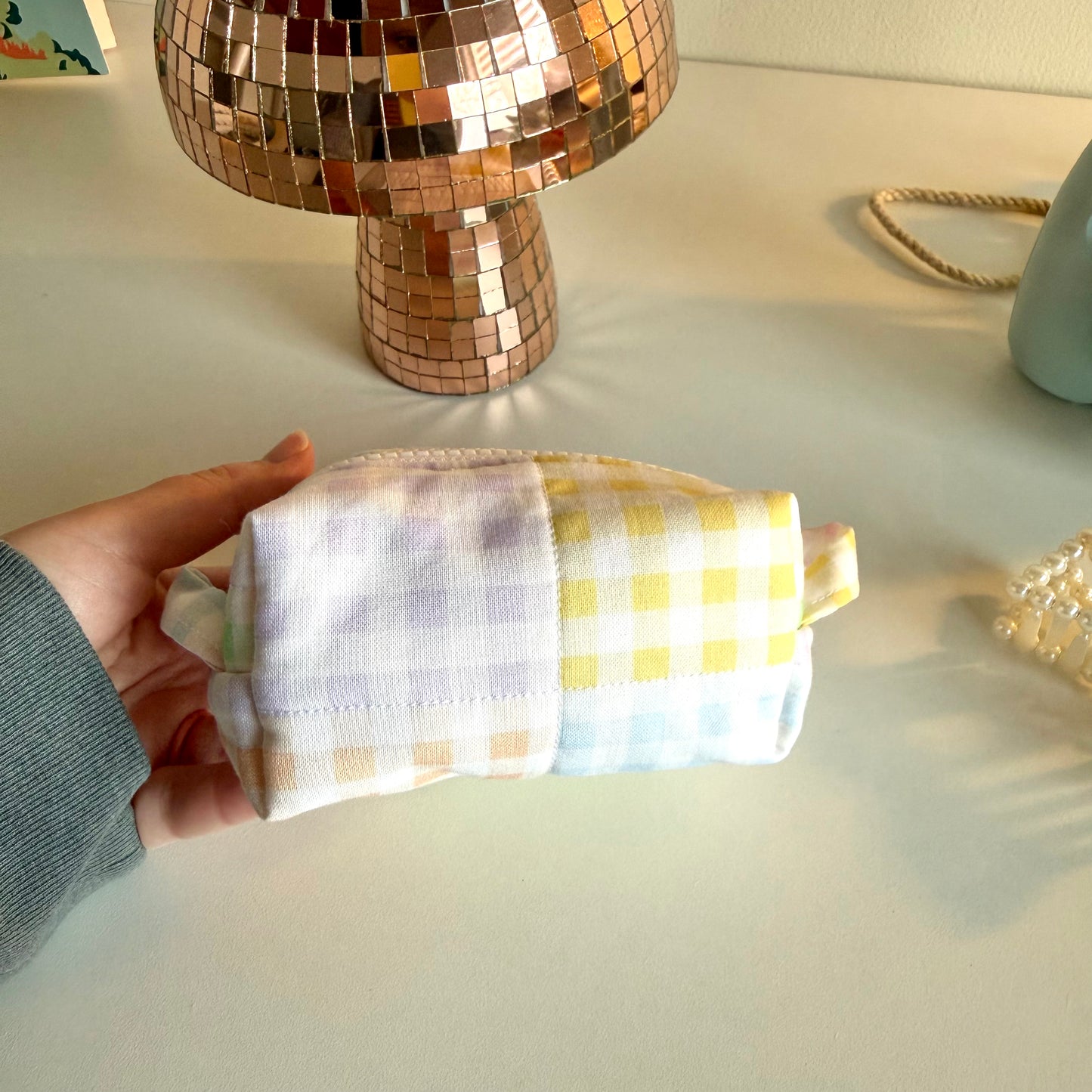 Tiny Carry-All Gingham Pouch