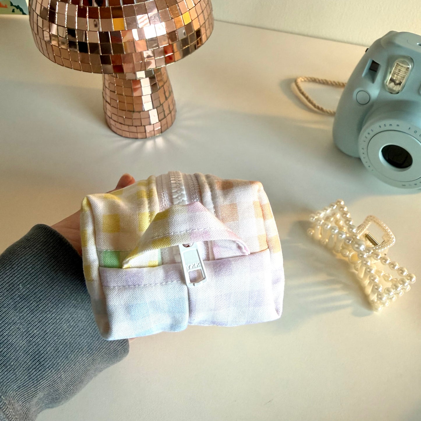 Tiny Carry-All Gingham Pouch