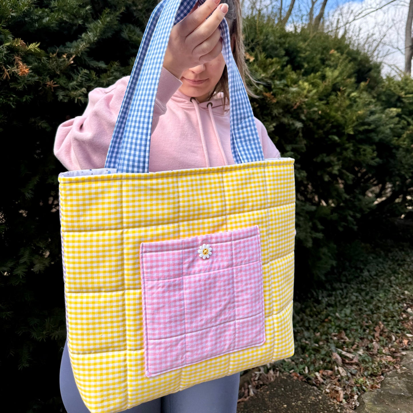 Signature Gingham Colorblock 💛🩷🩵 Tote Bag