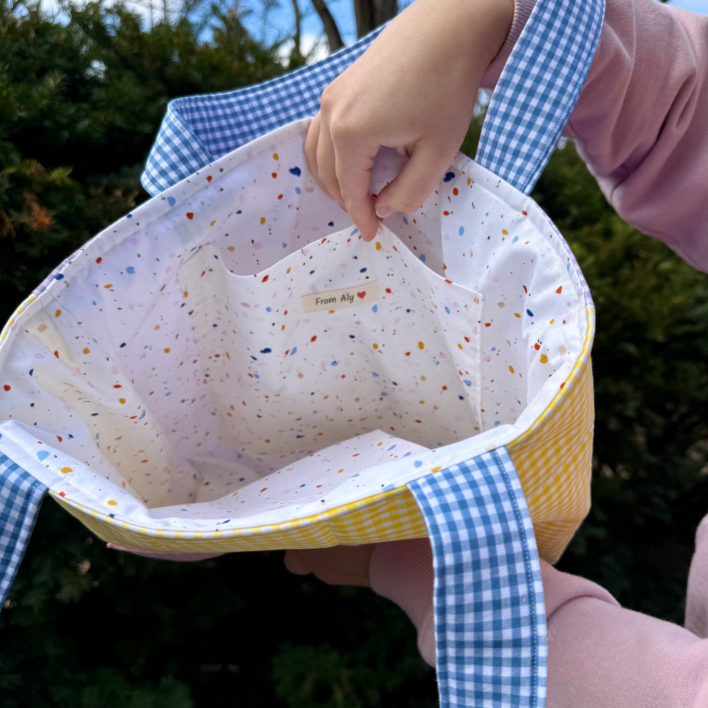 Signature Gingham Colorblock 💛🩷🩵 Tote Bag