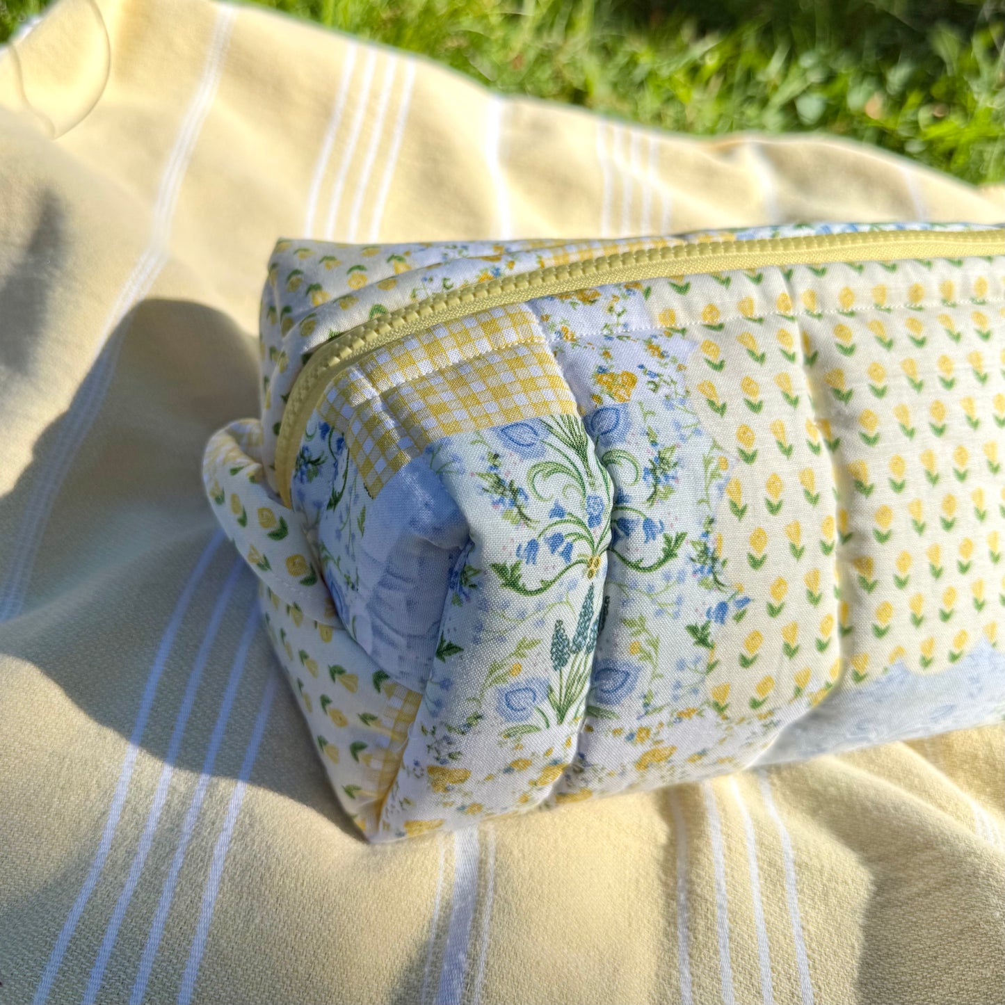 Yellow Faux Patchwork 🍋 Hair Tool Bag