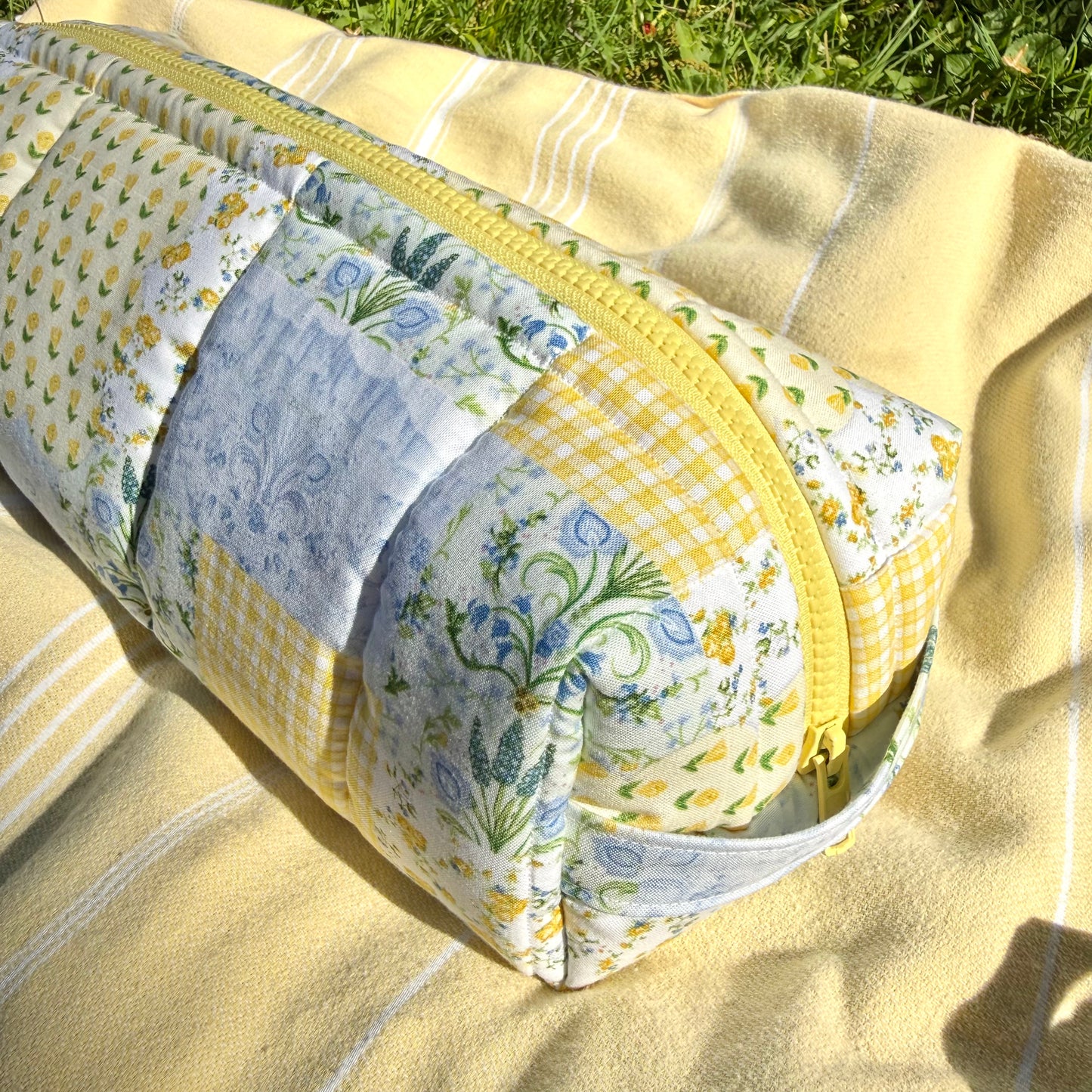 Yellow Faux Patchwork 🍋 Hair Tool Bag