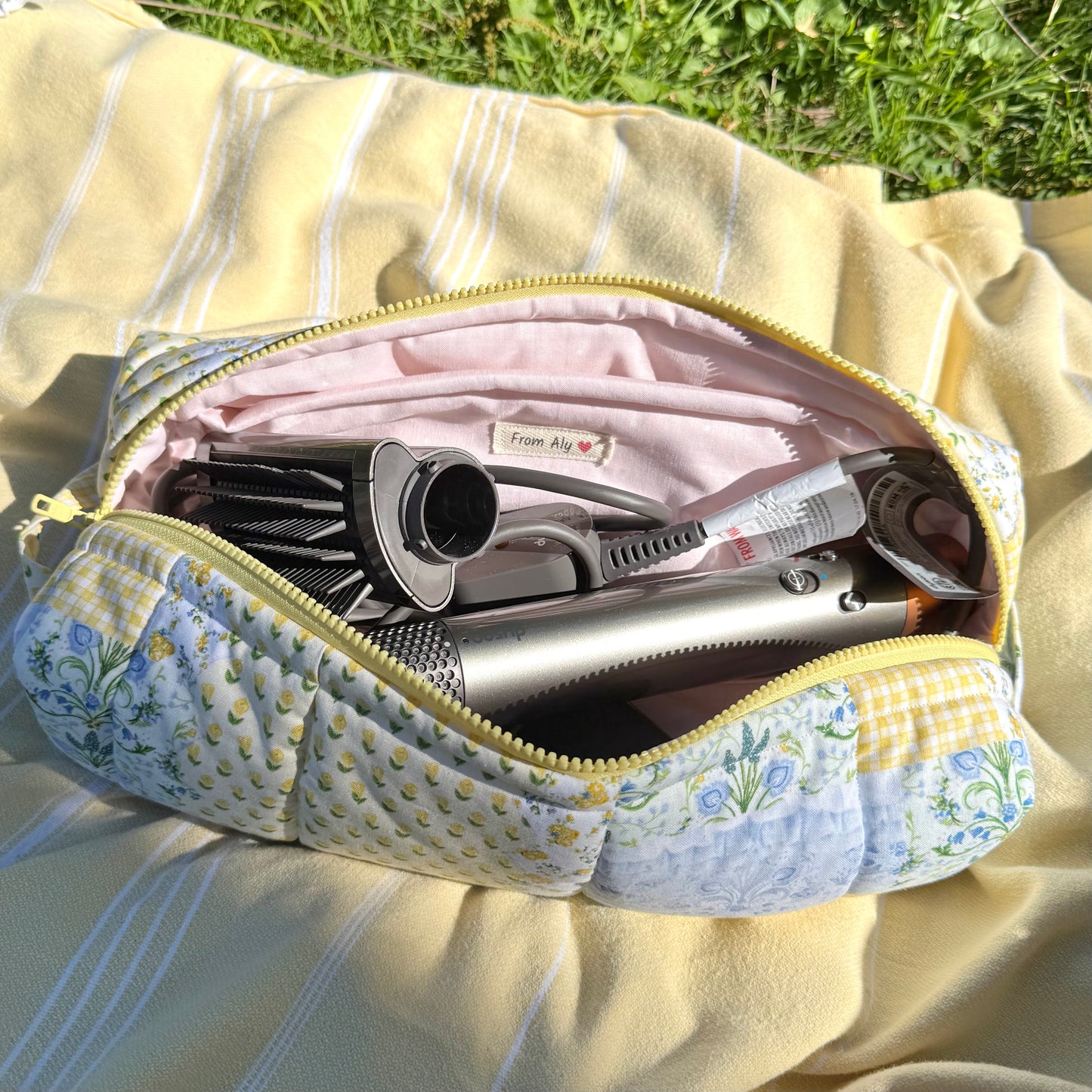 Yellow Faux Patchwork 🍋 Hair Tool Bag