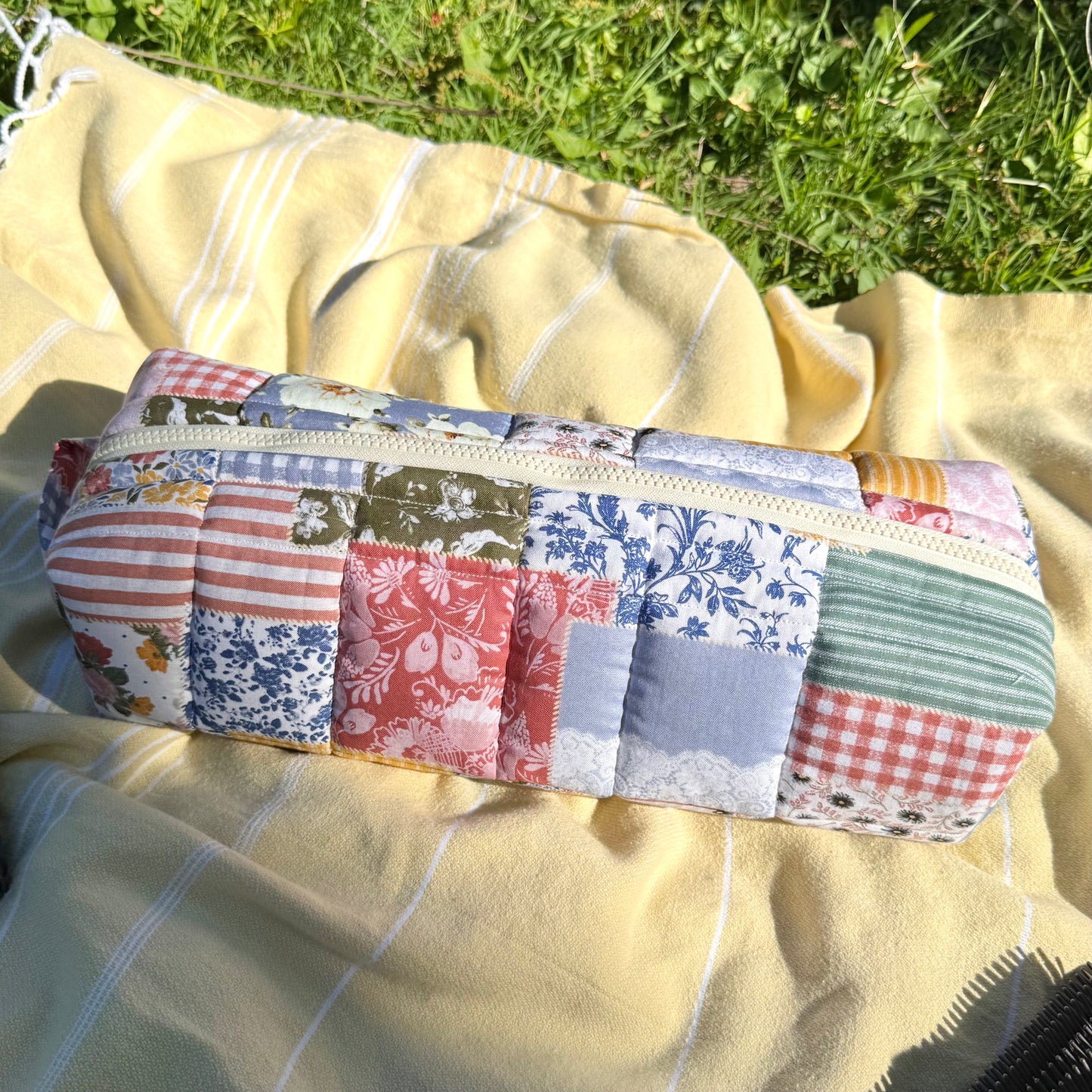 Blue Faux Patchwork 💙 Hair Tool Bag
