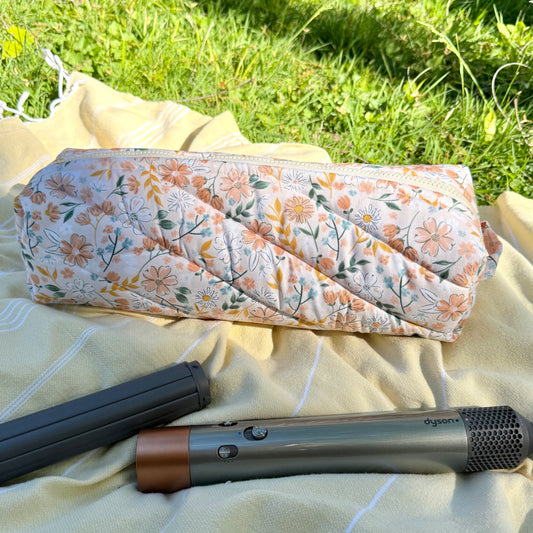 Peachy Beige Floral 🌸 Hair Tool Bag