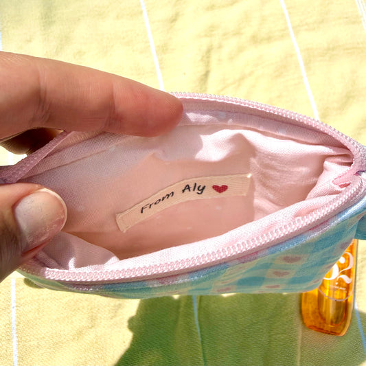 Bubble Gum 🫧 Gingham & Hearts Keychain Wallet