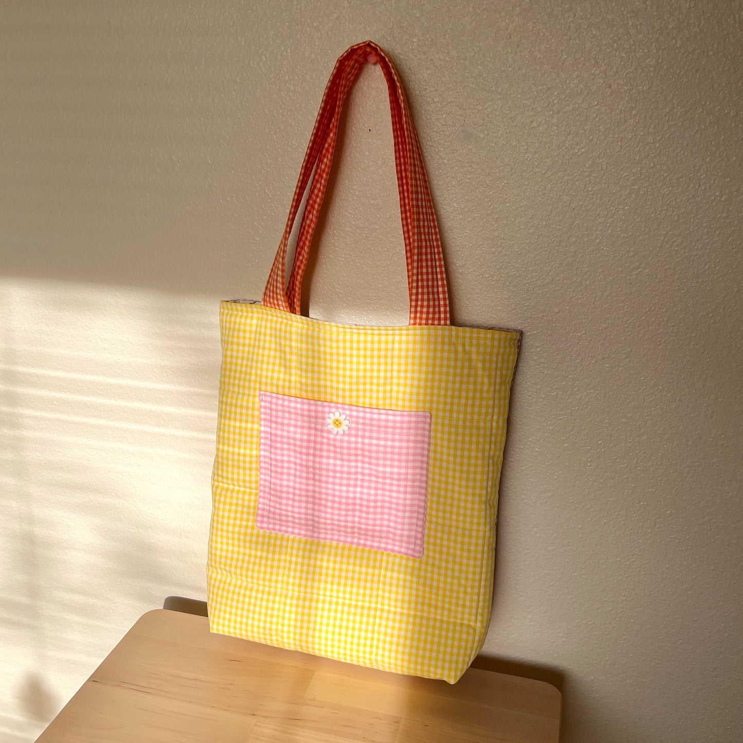 Gingham Colorblock 🟨🟪🟧 Tote Bag
