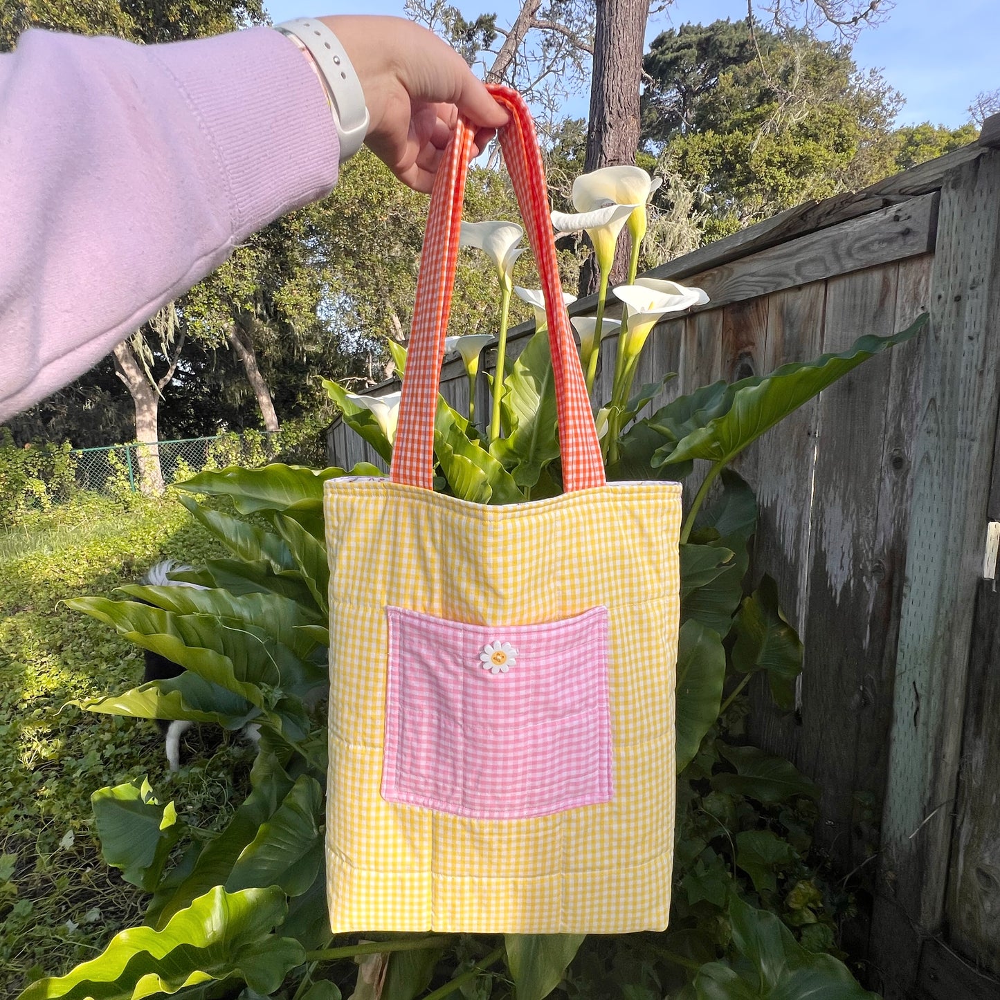 Gingham Colorblock 🟨🟪🟧 Tote Bag