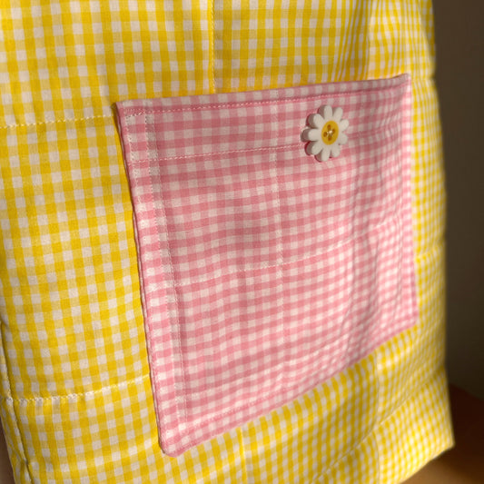 Gingham Colorblock 🟨🟪🟧 Tote Bag